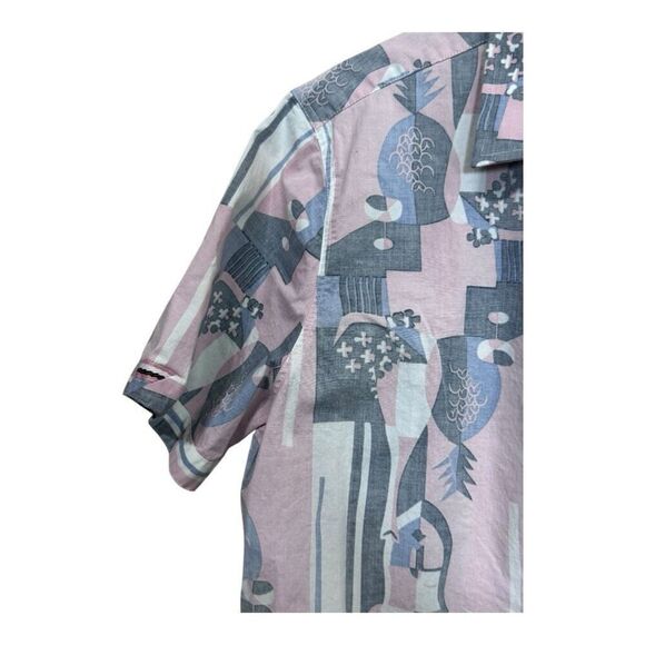7Diamonds Men's Short Sleeve Button Front Printed Aztec Collared Shirt M - Picture 5 of 10
